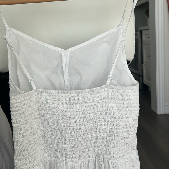 Aerie White Cutout Tie Front Cotton Eyelet Smocked Back Romper Size S - Picture 6 of 16